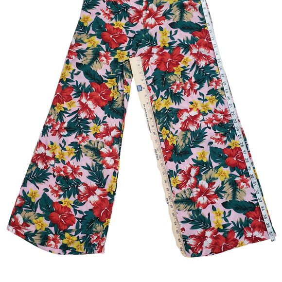Anthropologie XIX Palms Floral Wide Leg Pants Womens 2 Pink High Rise Tropical - Picture 6 of 10